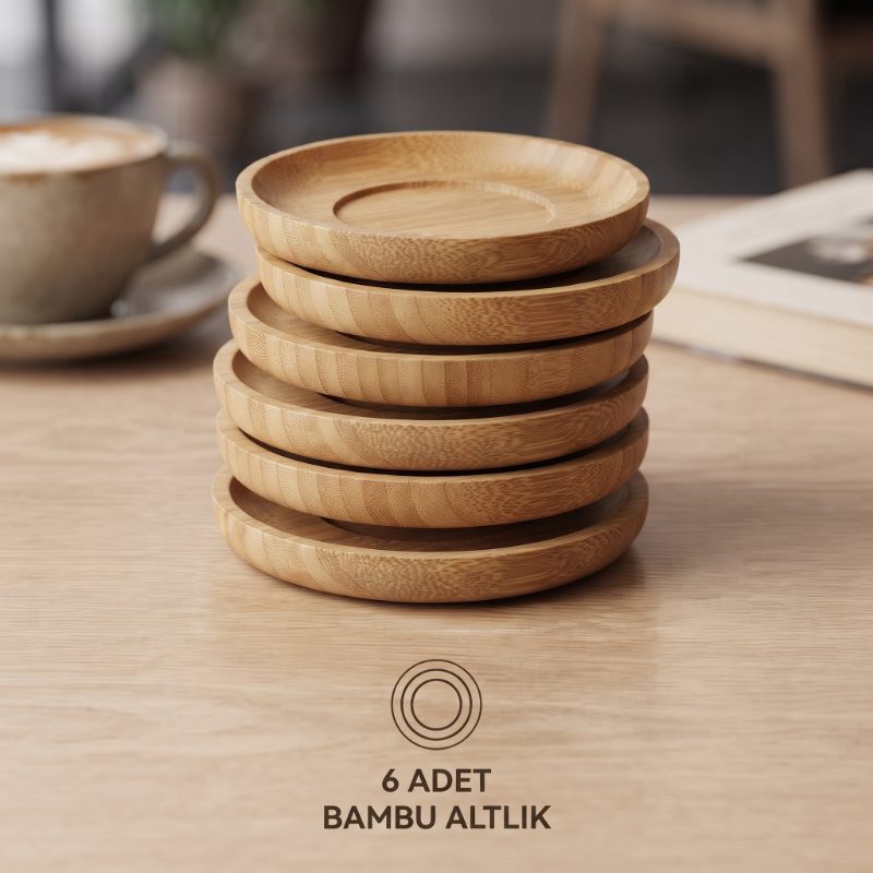 12 Parça Çay Seti - Bambu Bardak Altığı - Çift Cidarlı Cam - 150 ml  - 2